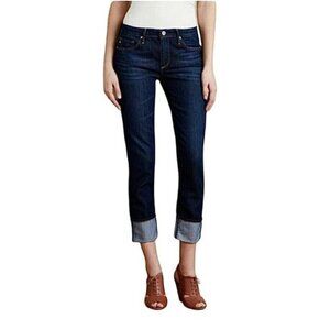 AG Stevie High-Cuff Jeans in Dark Blue Size 32